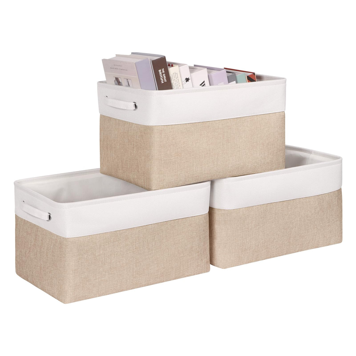 Foldable Storage Bin Collapsible Basket 12" x 10" x 9.5" Cube Storage Organizer Bins with Dual Carry Handles for Home Closet Shelves Drawers Organizer, Set of 3, Grey