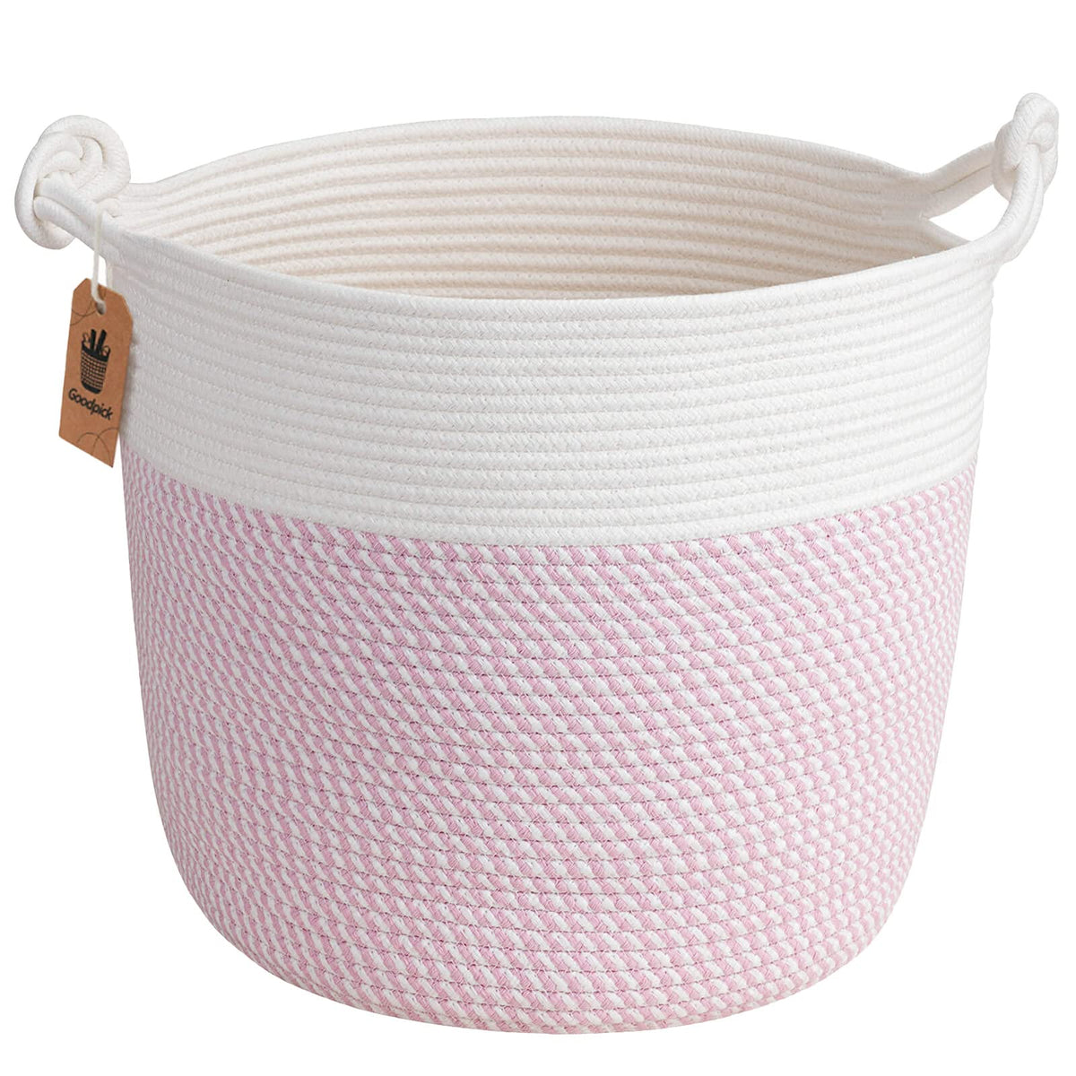 Goodpick Woven Rope Blanket Basket Living Room, 40L, Grey