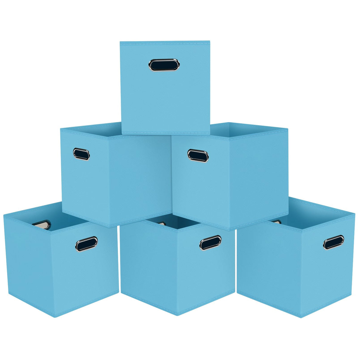 Black Foldable Storage Cubes Bins , Fabric Storage Box Cubes Organizer Baskets with Dual Handles for Home Organizer (Black)