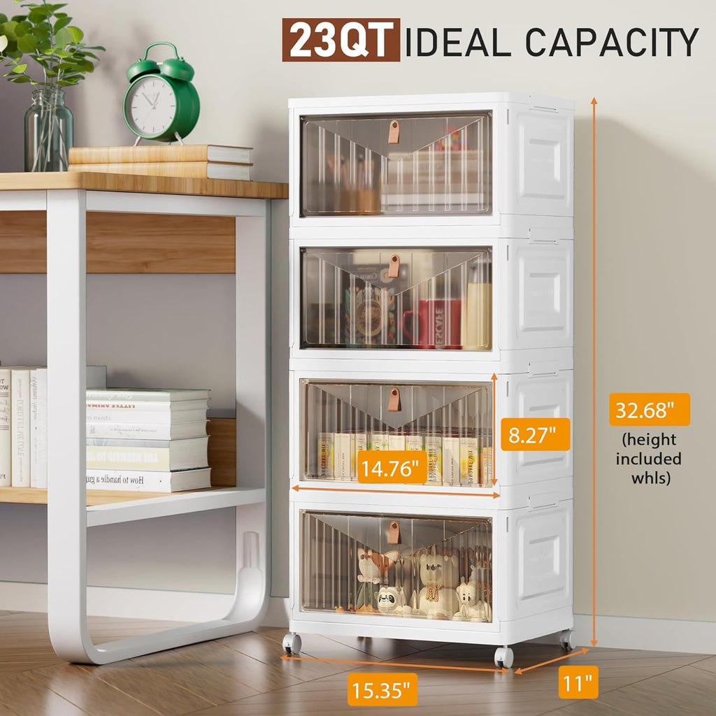 Wise Oannes Closet Organizers and storage with Wheels, 23QT White
