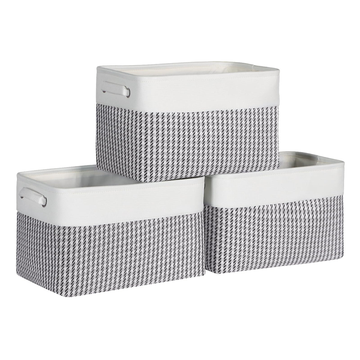 Foldable Storage Bin Collapsible Basket 12" x 10" x 9.5" Cube Storage Organizer Bins with Dual Carry Handles for Home Closet Shelves Drawers Organizer, Set of 3, Grey