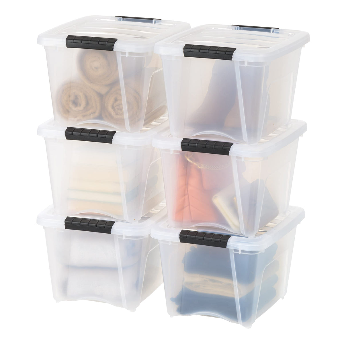 IRIS USA 6-Pack 54 Quart Storage Bins with Lids, Clear