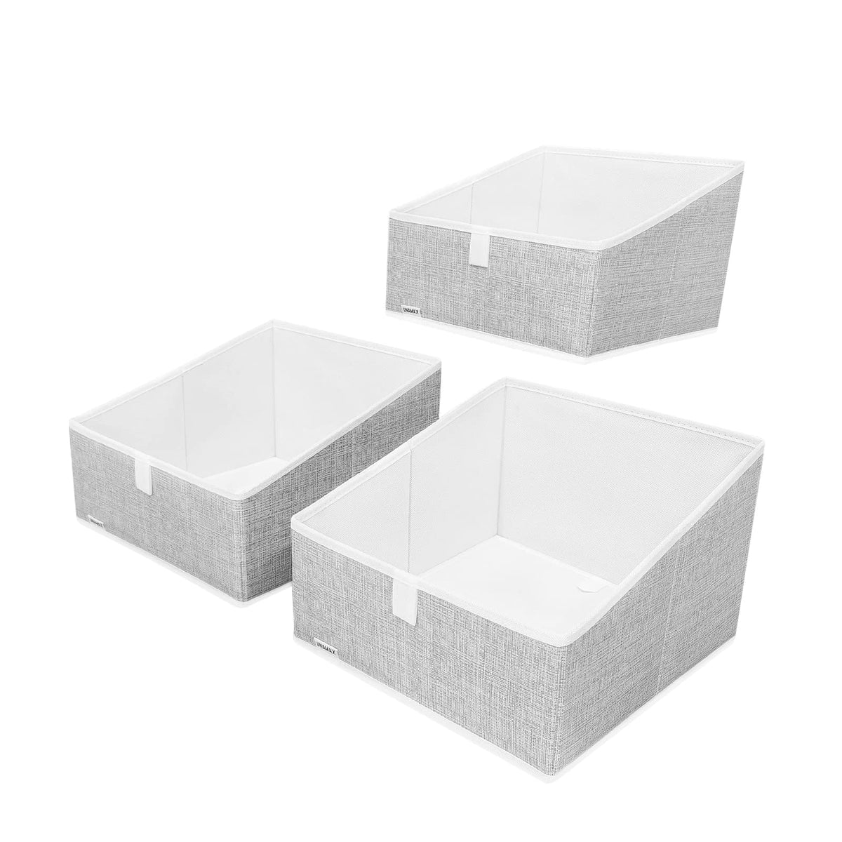 3 Packs Closet Storage Bins - Trapezoid Large Storage Box - Foldable Fabric Baskets for Organizing Clothes - Baby Toiletry, Toys, Towel, DVD, Book (Grey, 20 x 11.2 x 8.3 inches)
