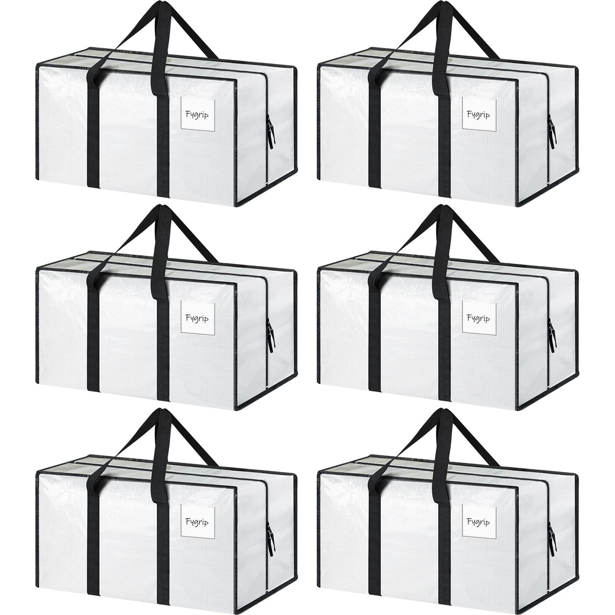 6 Pack Extra Heavy Duty Large Moving Bags with Strong Zipper, Dark Blue
