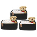 COMFY-HOMI 3PACK Cotton Rope Square Basket with Handles for Shelves|Dog Toy Bin and Storage|Baby Gift|Shoe Organizer|New 13.5" x 11" x 9.5" for Living Room (Black/Jute)