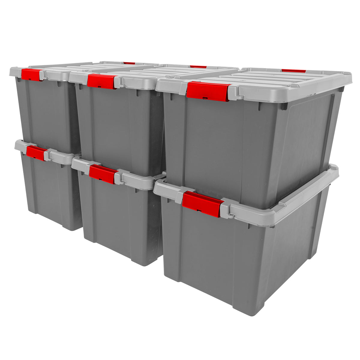 IRIS USA 6-Pack 20 Gal Heavy Duty Lockable Storage Totes with Lids, Black