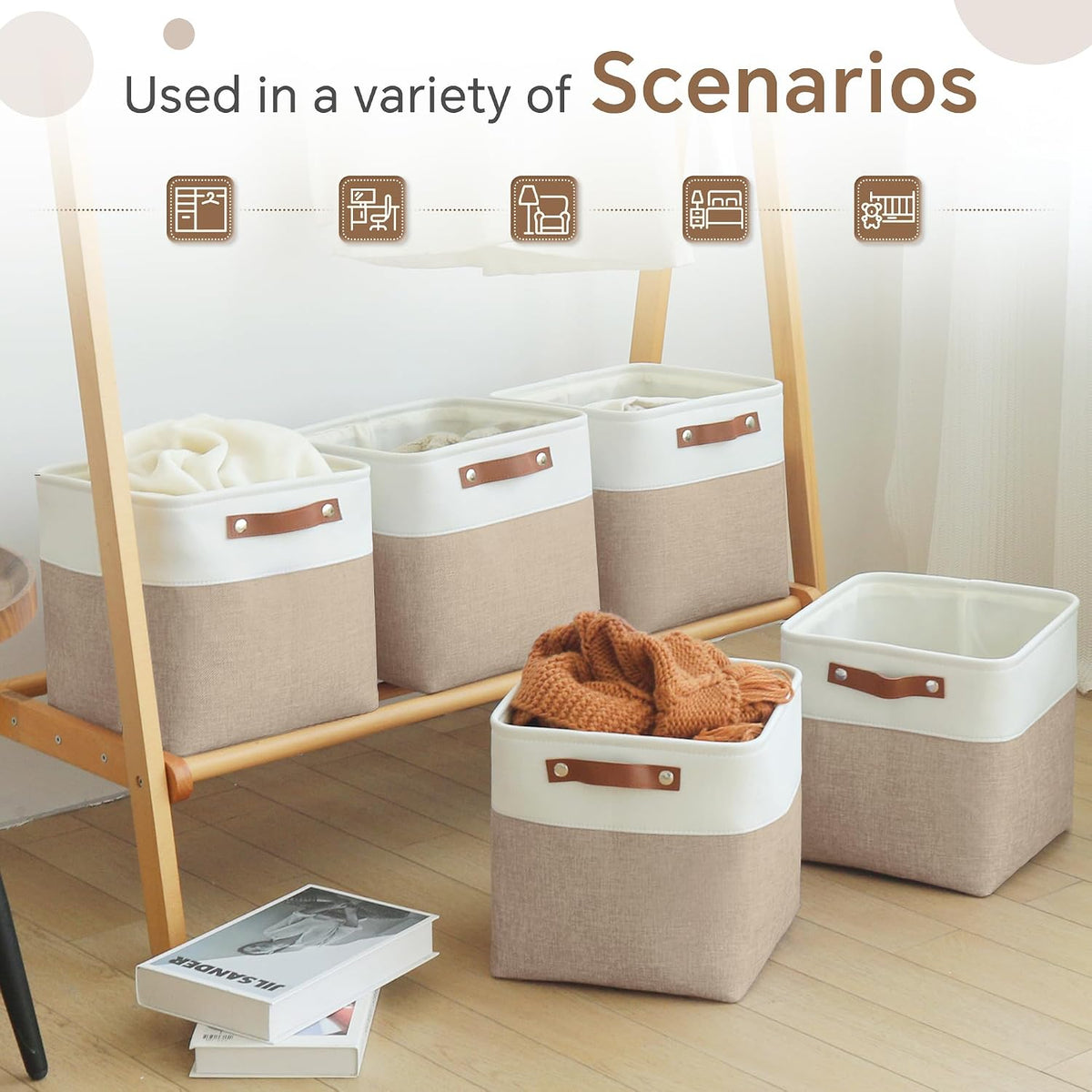 FinishingBo 11 inch Cube Storage Bin 6 Pack, Cube Organizer Bins