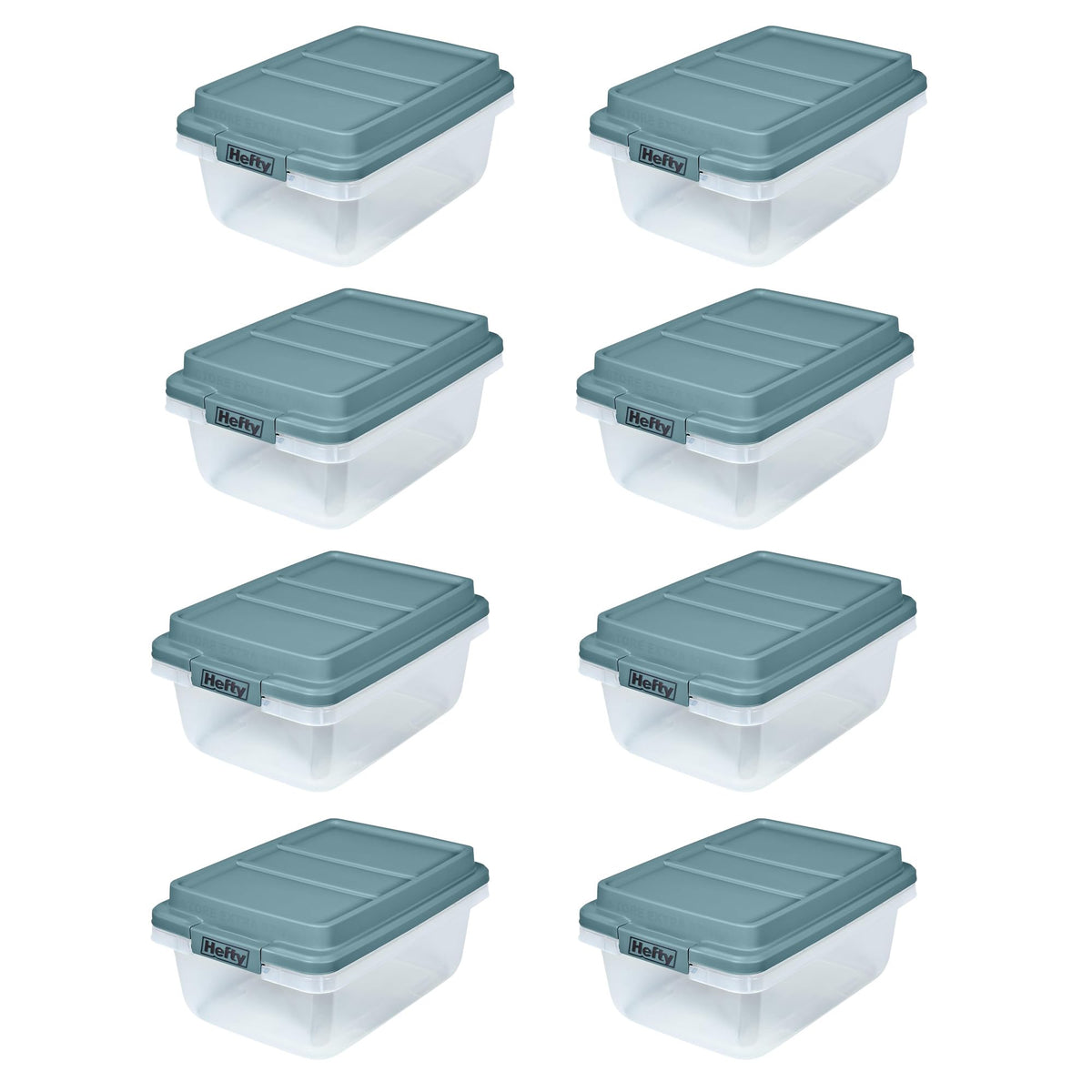 Hefty HI-RISE Stackable Storage Bins - Under Bed Storage Containers with Lids, Shoe Organizer, Plastic Storage Bins, Clear Shoe Boxes with XL Lid-Locking Latches, Durable Double Rim - 72qt (6 Pack)