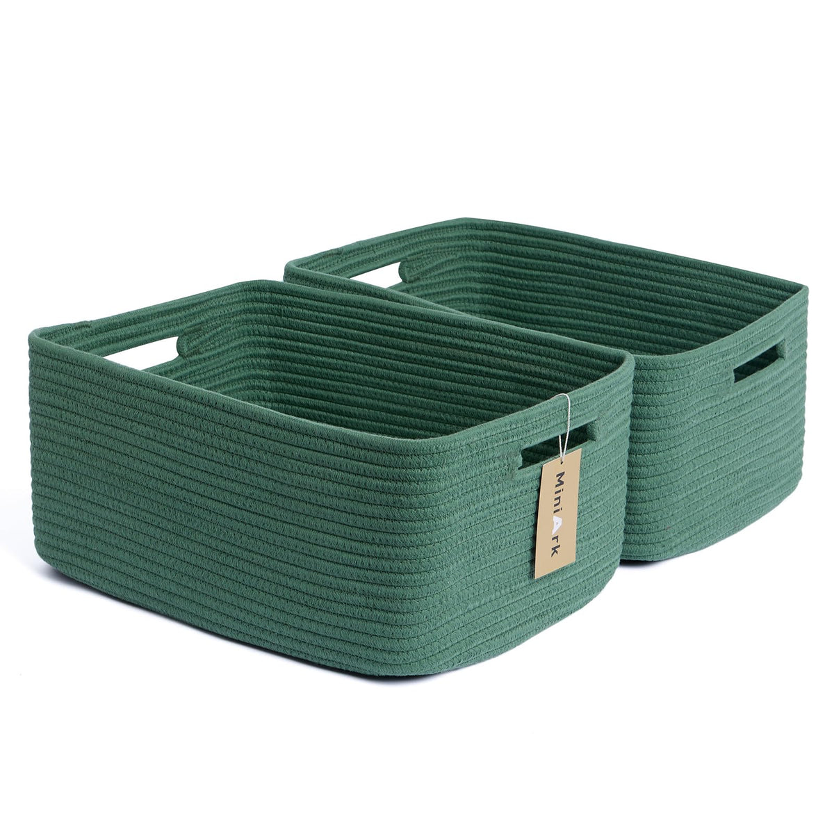 MiniArk Large Storage Baskets for Shelves, 17 x 13 x 7.5” Closet Organizers Bins for Clothes Blanket Towels, Baby Nursery, Toy Baskets Box, Woven Rope Baskets, 2 Packs Gradient Brown