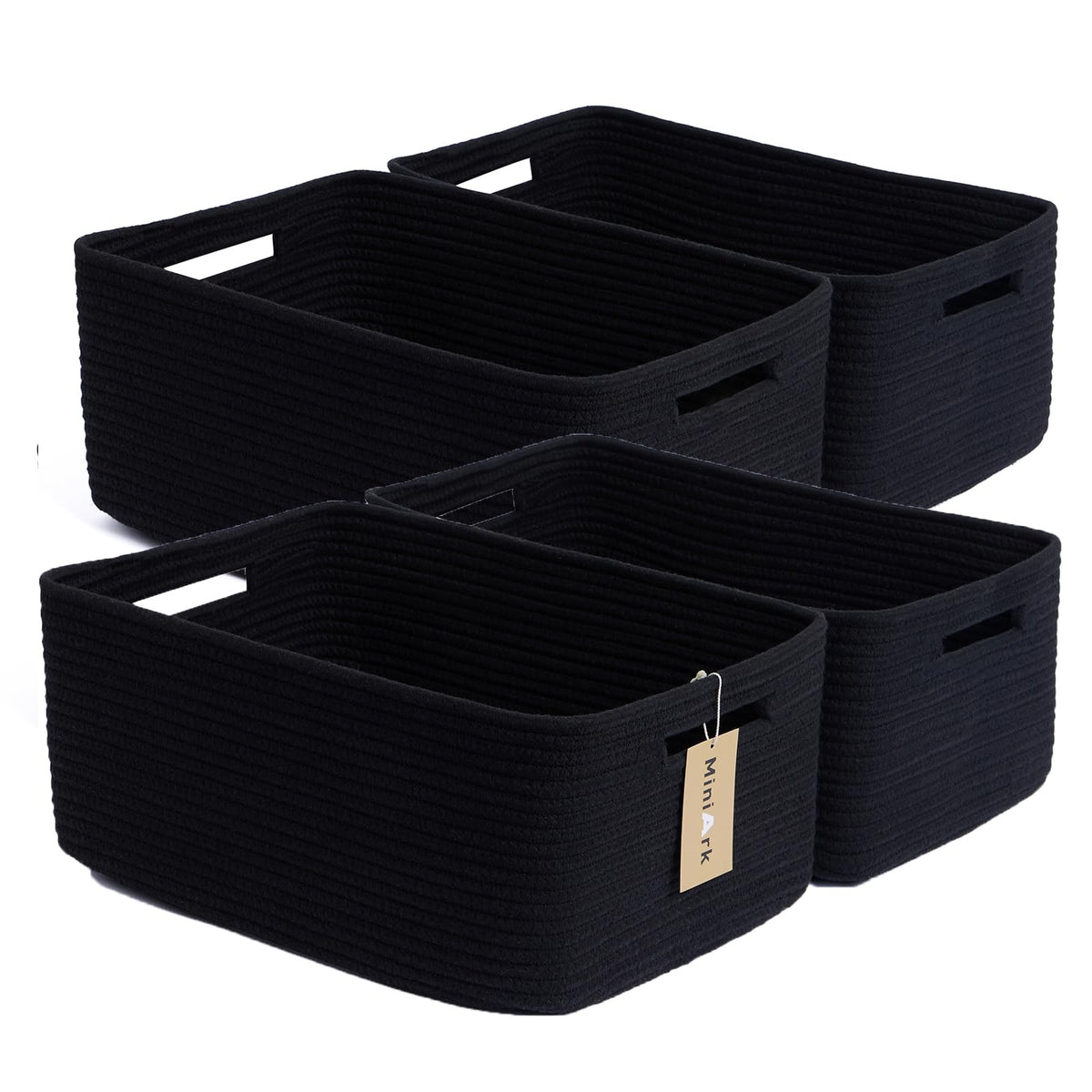 MiniArk Large Storage Baskets for Shelves, 17 x 13 x 7.5” Closet Organizers Bins for Clothes Blanket Towels, Baby Nursery, Toy Baskets Box, Woven Rope Baskets, 2 Packs Gradient Brown
