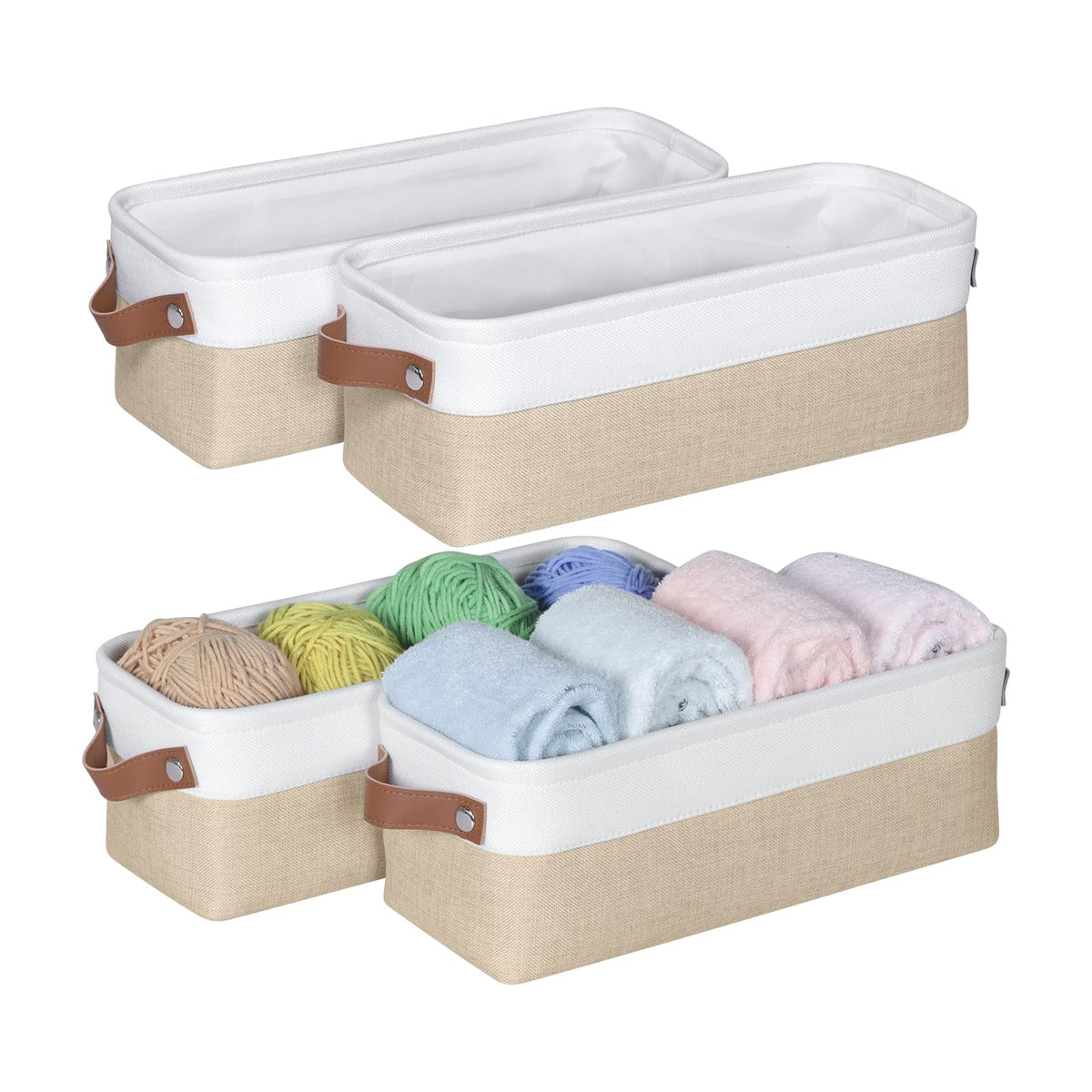 Small Fabric Storage Bins, Narrow Storage Baskets for Organizing