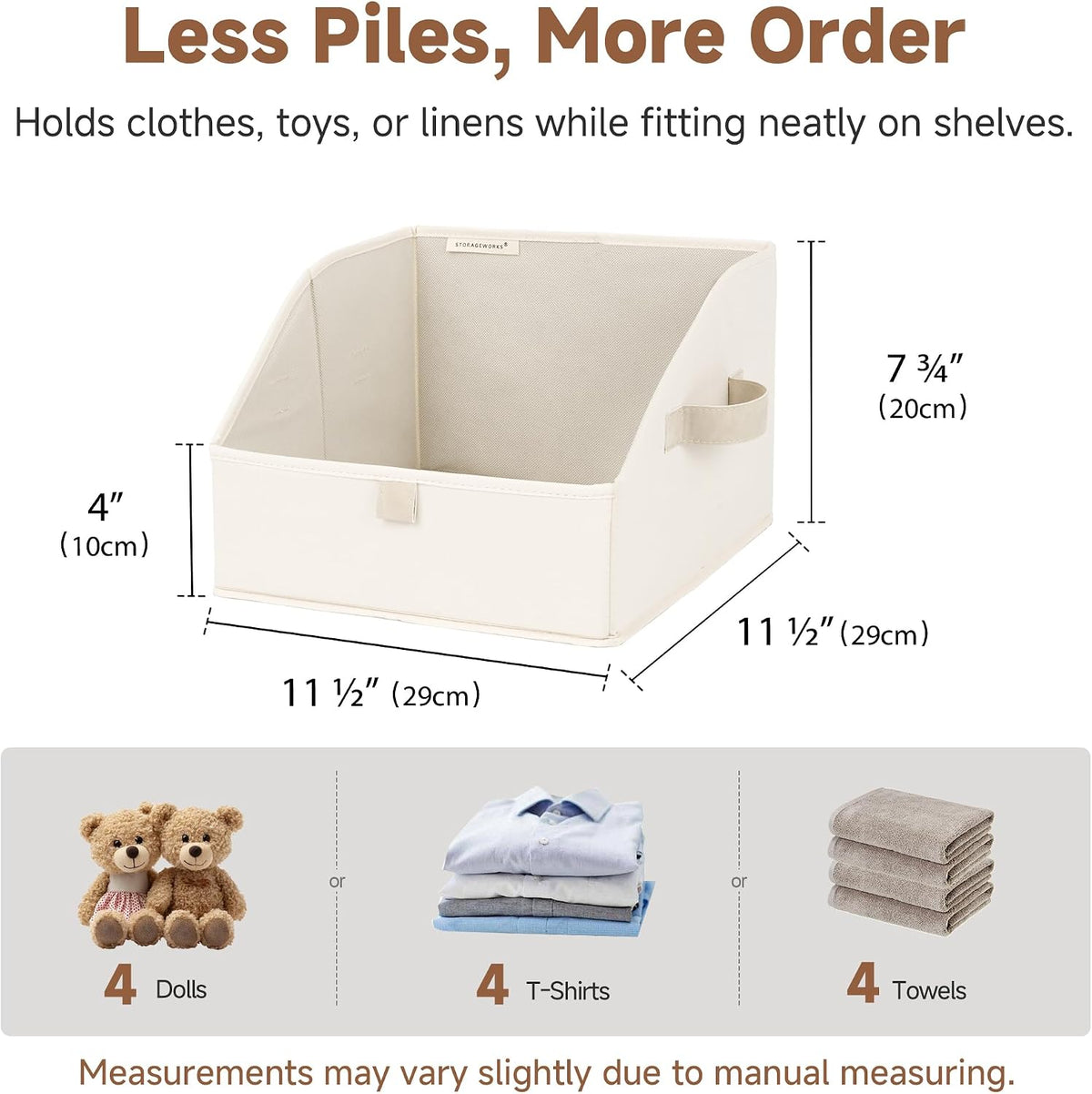 StorageWorks Closet Storage Bins Trapezoid, Beige, Small, 3-Pack