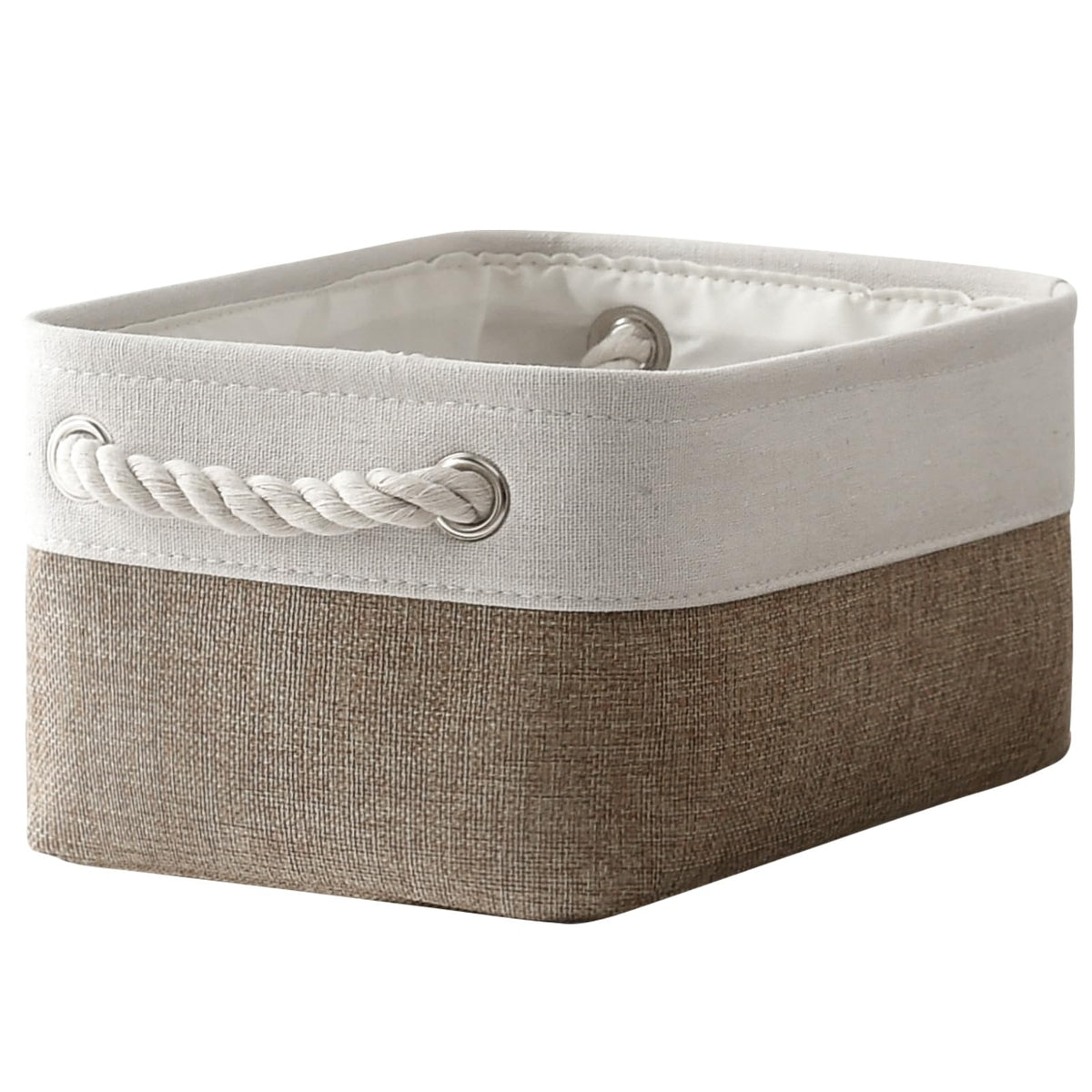 TheWarmHome Storage Basket for Organizing - Medium 3 Pack 14x10x7 inch Fabric Storage Cubes for Shelves with Rope, Collapsible Storage Bin for Organizer Closet Cloth Gift Toy (White & Jean Blue)