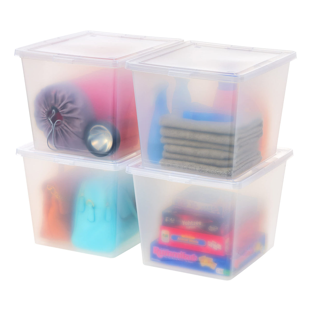 IRIS USA 12-Pack 15 Qt Storage Bins with Lids, Clear, Stackable