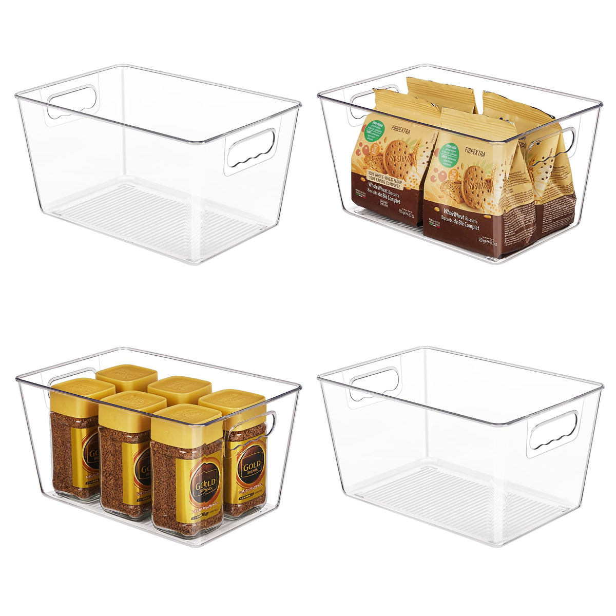 YIHONG 6 Pack Clear Storage Bins, Pantry Organizer Bins with Handle, Large