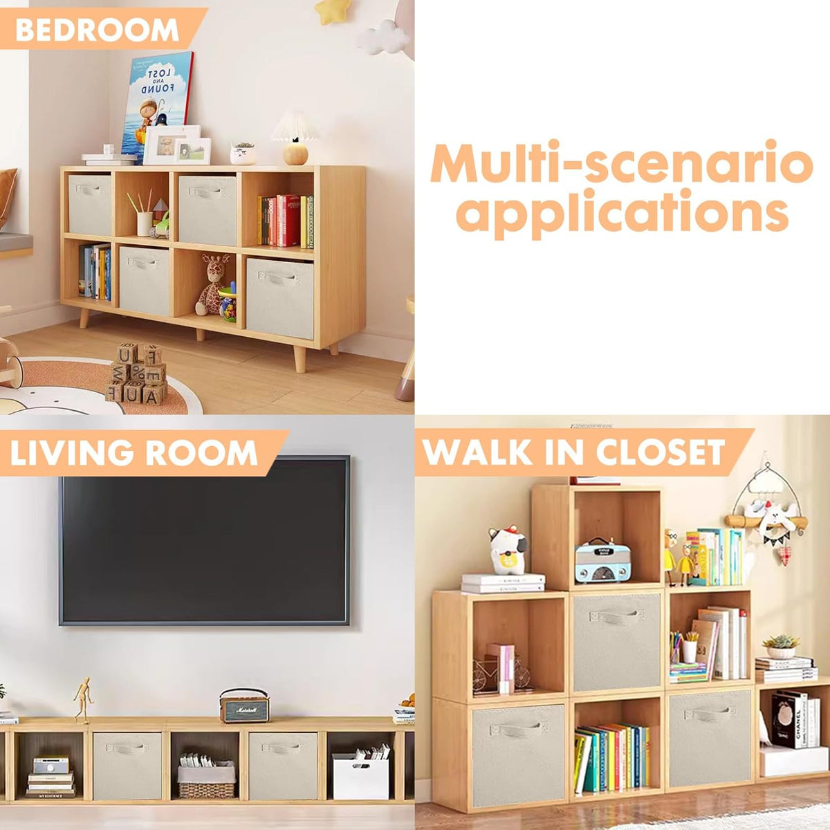 ShellKingdom Storage Bins, Foldable Fabric Storage Cubes And Cloth Storage