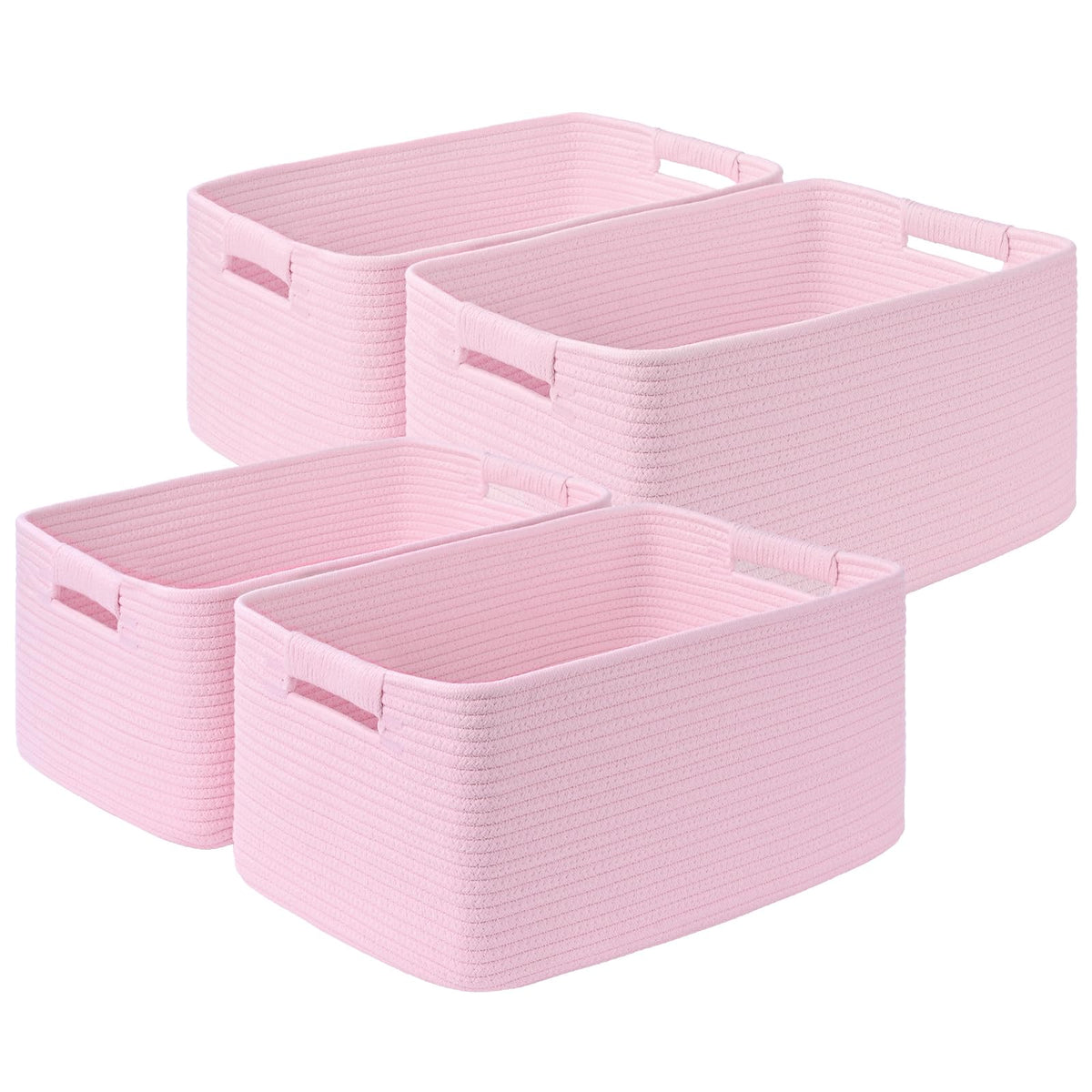 2 Pack Large Storage Basket for Organizing, 17.5"x13"x7" Woven Basket for Shelves, Closet Cube Storage Bins with Wrapped Handle, Cotton Rope Baskets for Kitchen, Clothes, Toys (Natural)