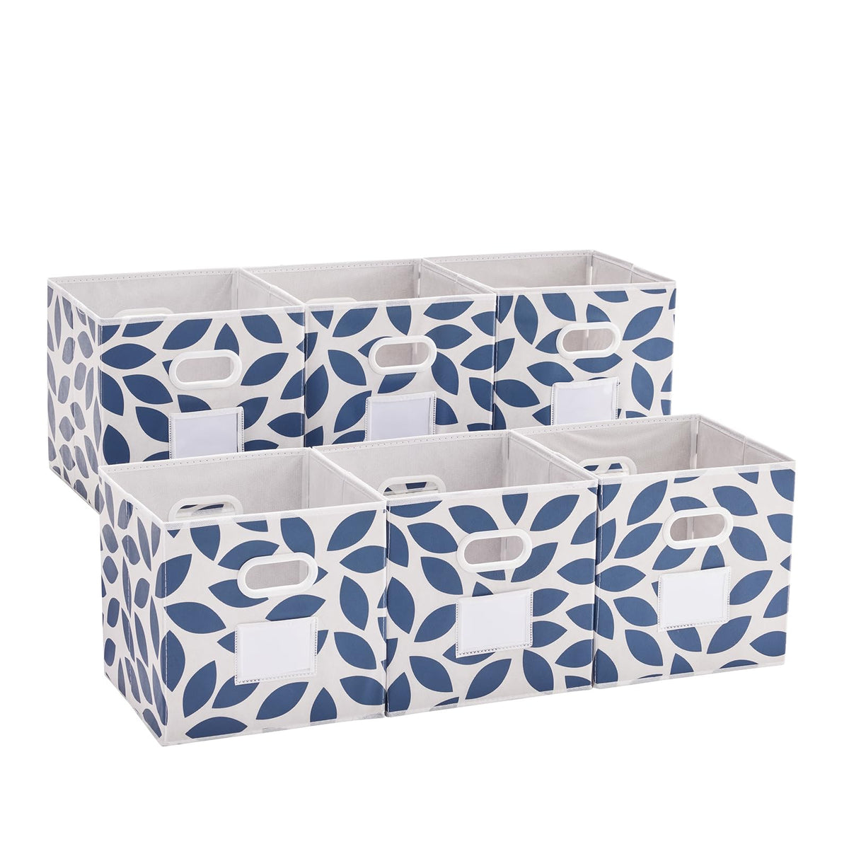 MAX Houser Foldable Fabric Storage Bins with Dual Plastic Handles, Grey