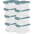 Hefty HI-RISE Stackable Storage Bins - Under Bed Storage Containers with Lids, Shoe Organizer, Plastic Storage Bins, Clear Shoe Boxes with XL Lid-Locking Latches, Durable Double Rim - 72qt (6 Pack)