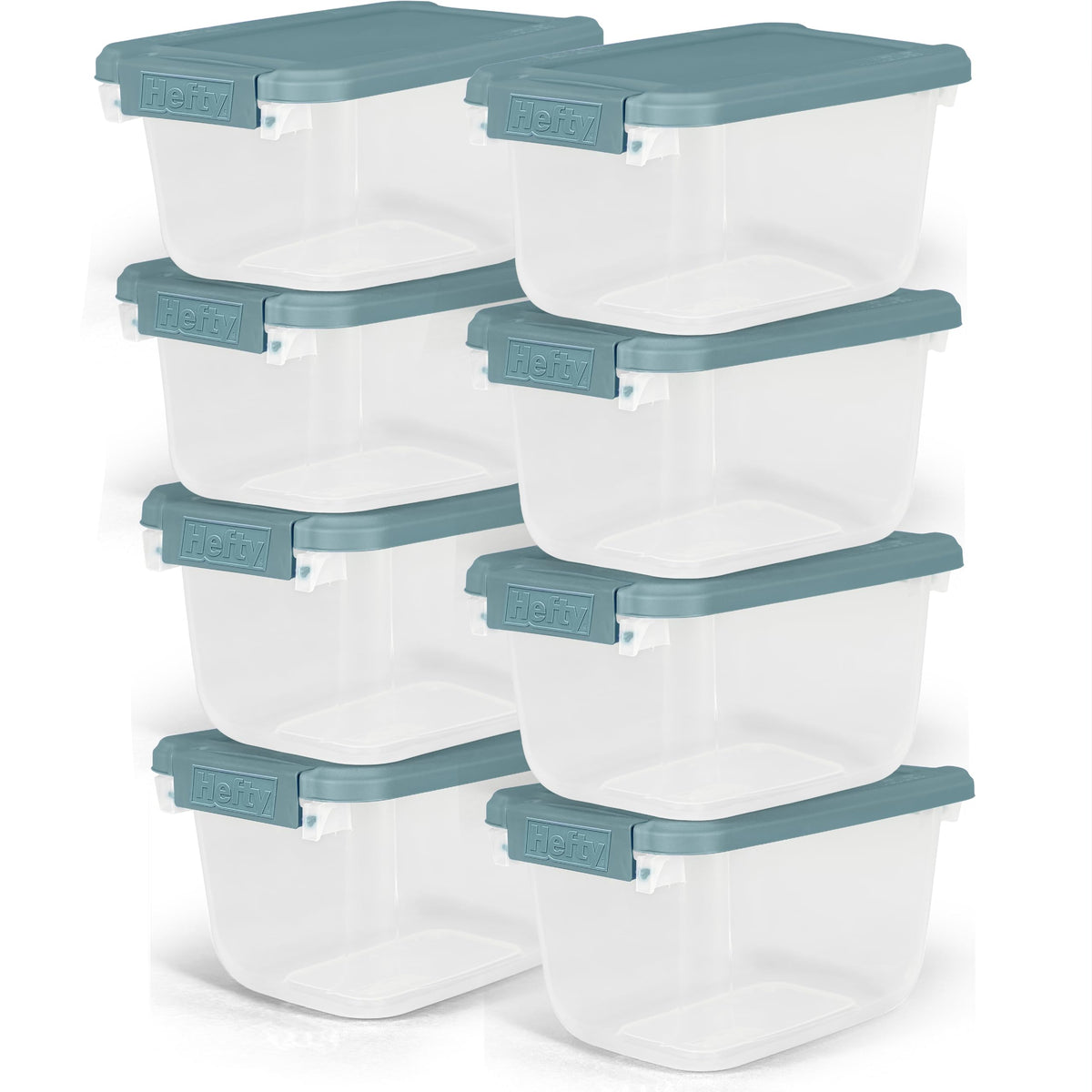 Hefty HI-RISE Stackable Storage Bins - Under Bed Storage Containers with Lids, Shoe Organizer, Plastic Storage Bins, Clear Shoe Boxes with XL Lid-Locking Latches, Durable Double Rim - 72qt (6 Pack)