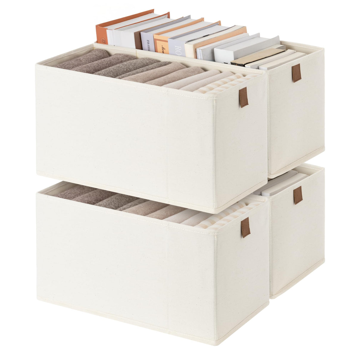 StorageWorks Narrow Closet Baskets, 6¼"Lx14¾Wx8¼H, 4-Pack, Brown&Beige
