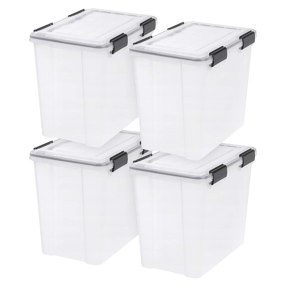 IRIS USA 6-Pack 31 Qt Storage Bins with Gasket Lids, Clear/Black