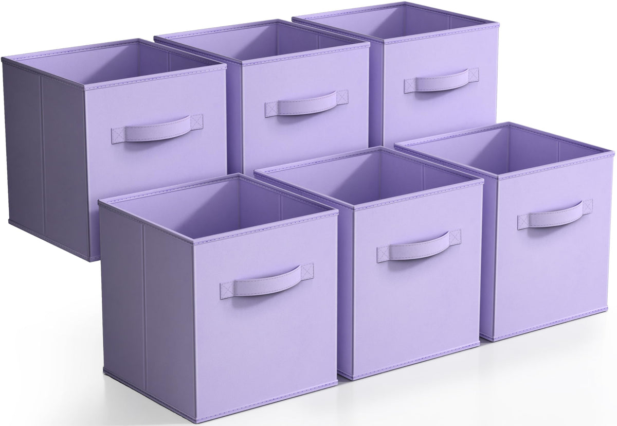 Sorbus Fabric Storage Cubes, 6-Pack Foldable Bins (11 Inch, Dark Green)