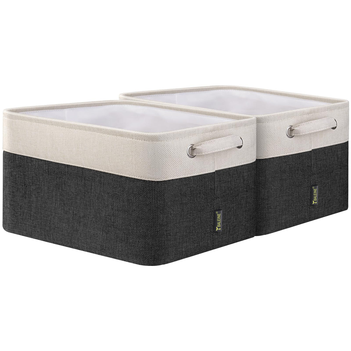 BALEINE 3 Pack Fabric Closet Storage Bins for Shelves, Linen Closet Organizers and Storage, Decorative Baskets for Organizing, Shelf, Clothes, Home, Office (Grey, 15"x11"x9.5")