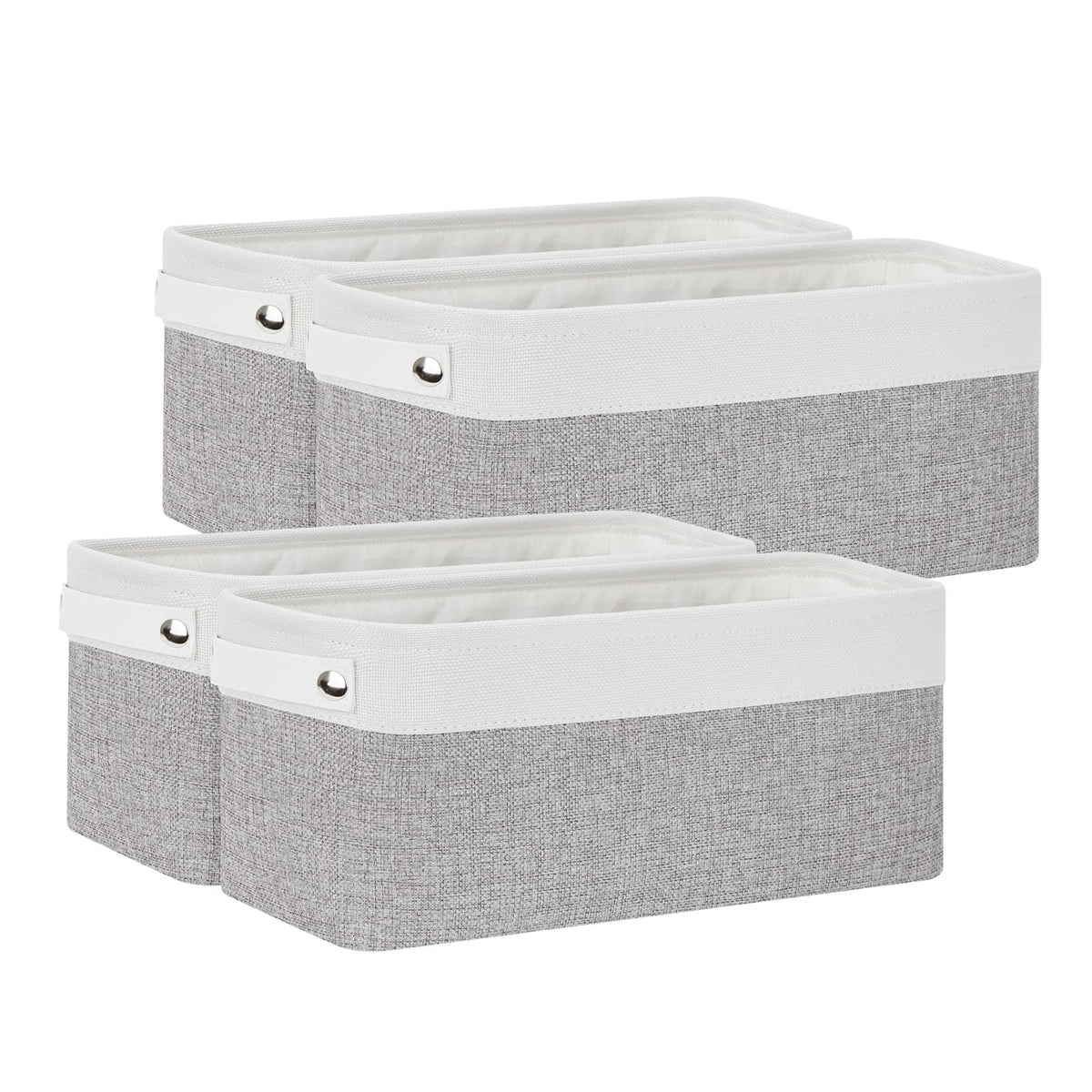 Bidtakay Baskets Set of 3 Storage Baskets for Organizing Large Fabric Storage Bins for Shelves Decorative Canvas Bins Collapsible Empty Baskets for Closet,Nursery,Clothes,Toys,Shoes(White&Grey)