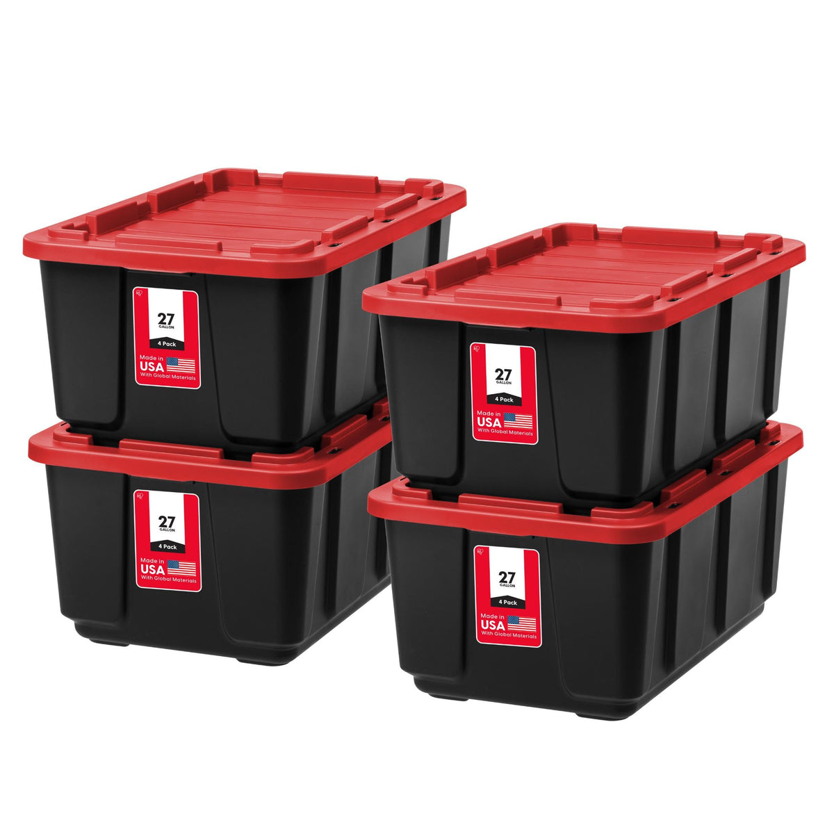 IRIS USA 4-Pack 27 Gal Heavy Duty Storage Tote Bins with Lids, Gray