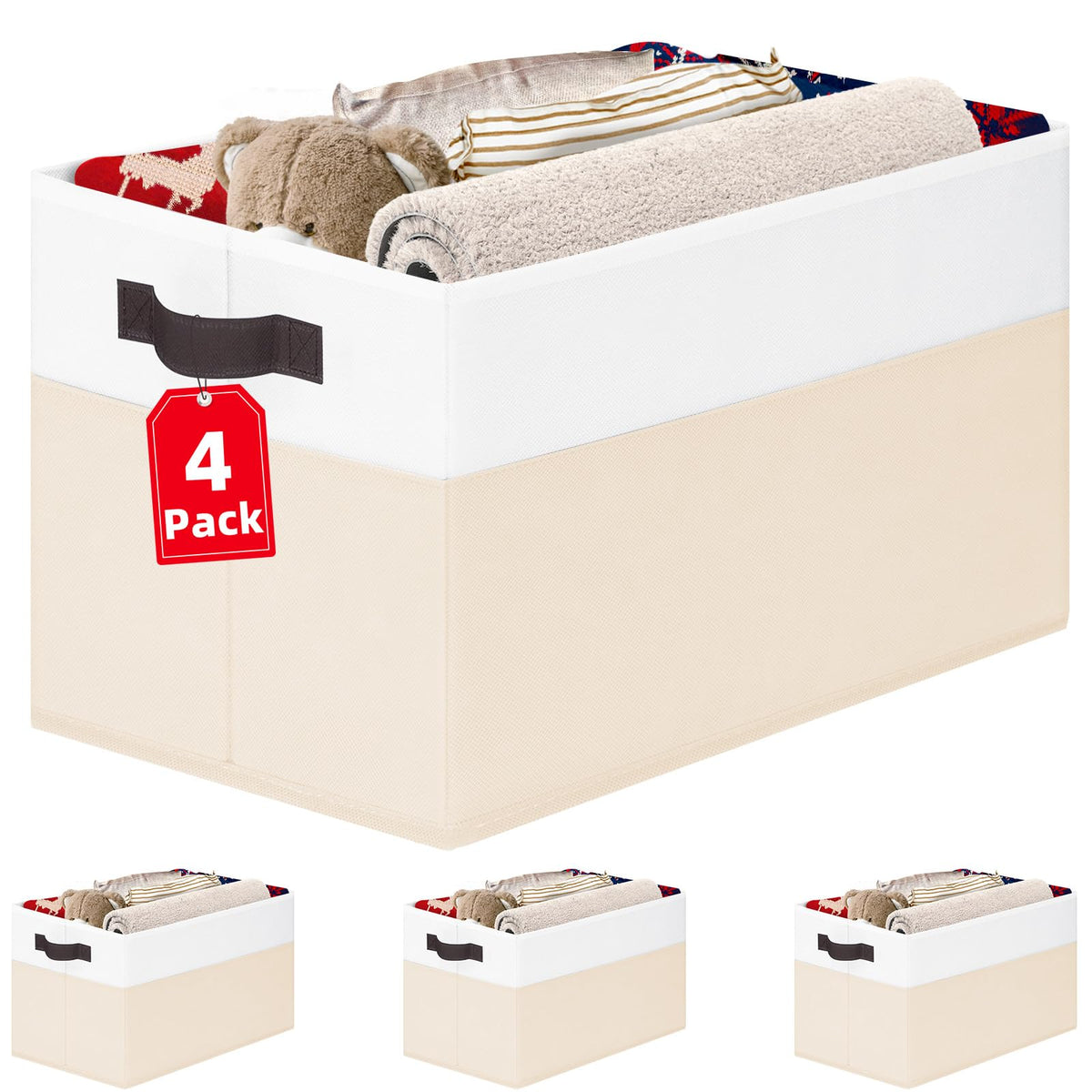 Criusia Large Storage Baskets 8 Pack Versatile Fabric Storage Bins for Closet Cabinet Wardrobe Nursery Pantry | Nursery Organizer Bins for Baby Diaper Toys Clothes | Housewarming Mothers Day Gift