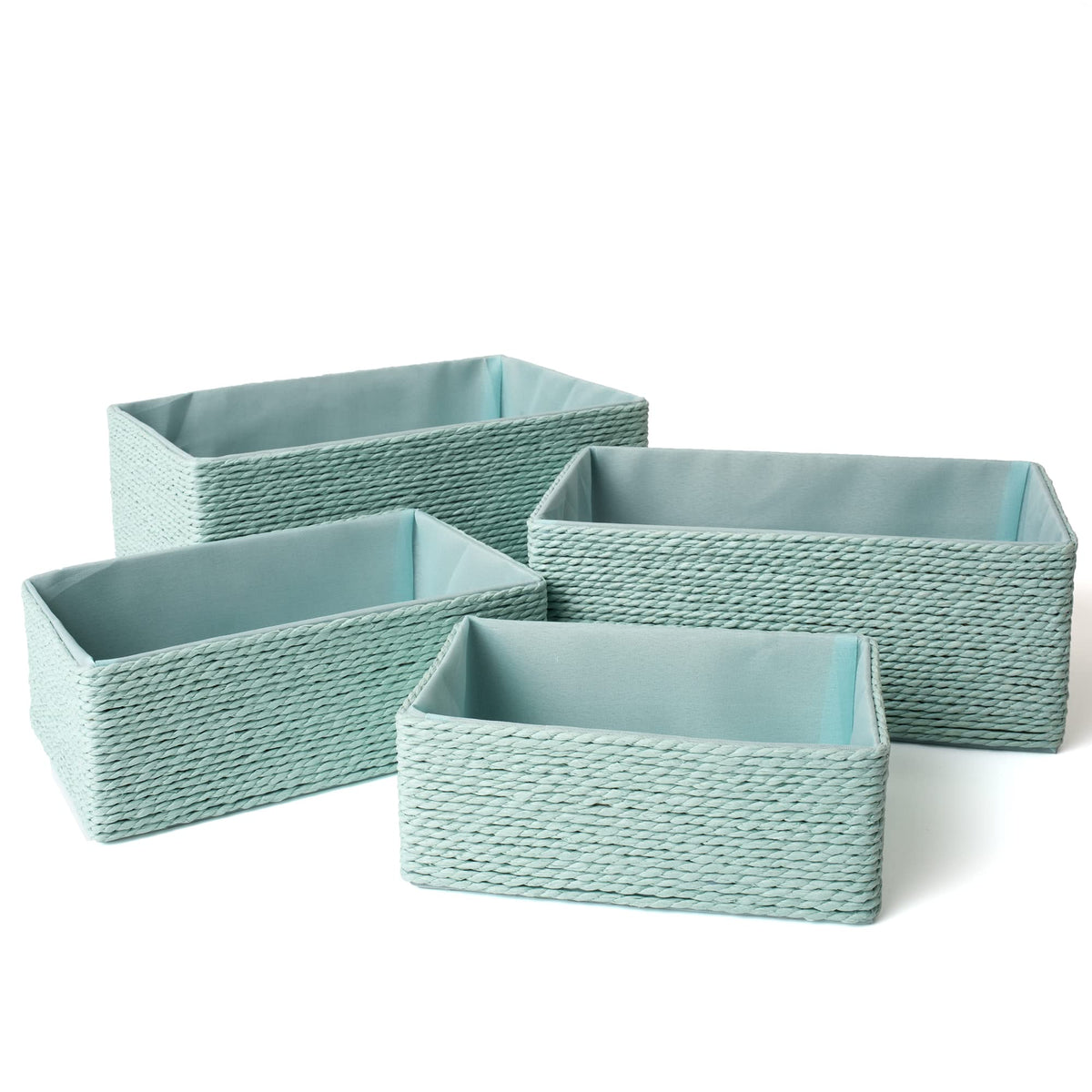 LA JOLIE MUSE Bathroom Basket Organizers, Paper Rope Storage, Grey 4 Pack
