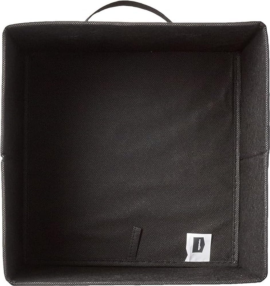 Amazon Basics Collapsible Fabric Storage Bins Organizer with Handles, Sturdy, Foldable, 10.5" x 10.5" x 11", Black, 6-Pack