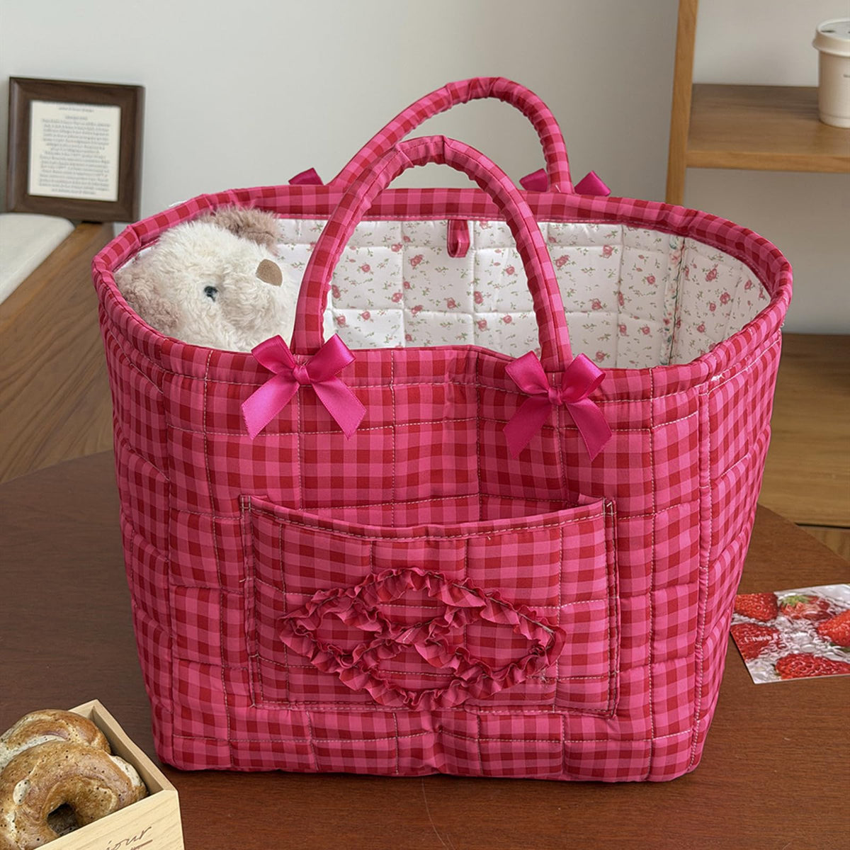 Storage Basket Boho Fabric Large Collapsible Floral Laundry Nursery Hamper Portable Folding Storage for Clothes Toys (Vine-Blue A)