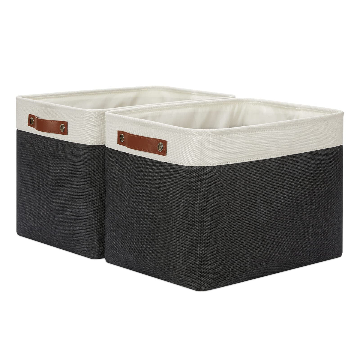 DULLEMELO Extra Large Storage Baskets, Fabric Storage Bins for Organizing Shelves Nursery Toys Books, Closet Baskets and Bins with Handles, Black&Grey, 2-Pack