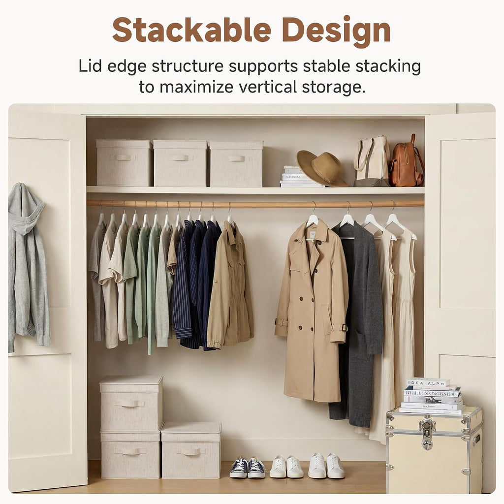 StorageWorks Fabric Storage Bins, Storage Basket with Lid, Closet Bins
