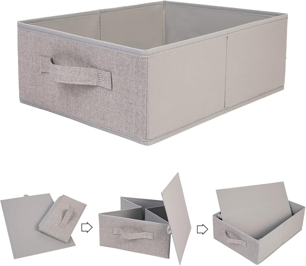 Clothings Collapsible Storage Bins, Foldable Drawer Organizers Closet Storage Baskets Cube Storage Bin for Bedroom Living Room (4 Pack, Grey, 15.4x11.4x5.5inch)