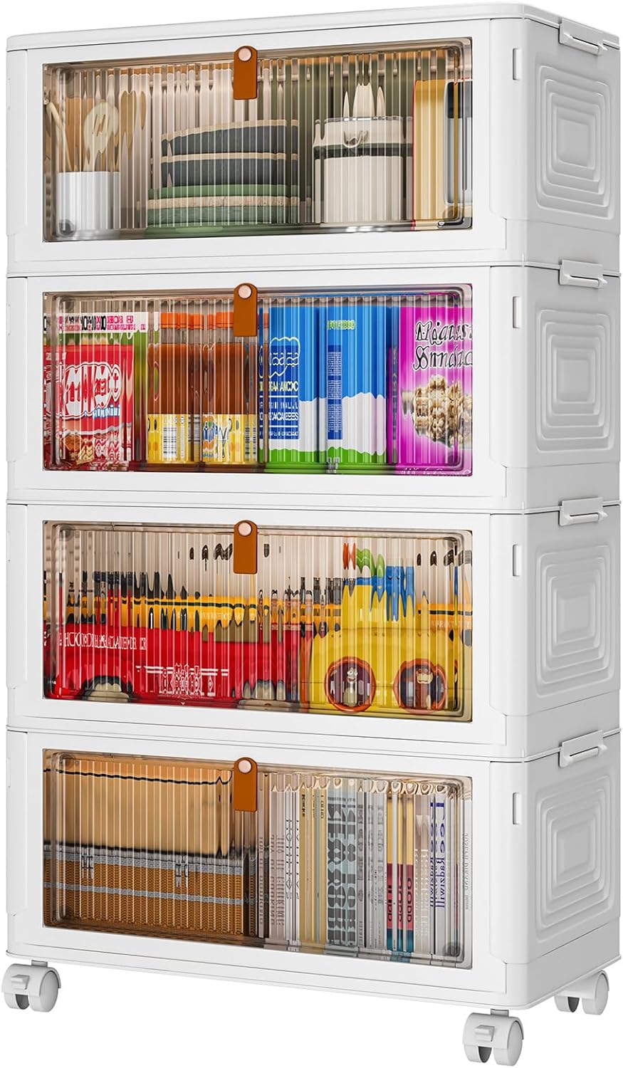 YFXCVSL 4 Tier Plastic Storage Bins with Lid 32QT, Stackable Storage Bins