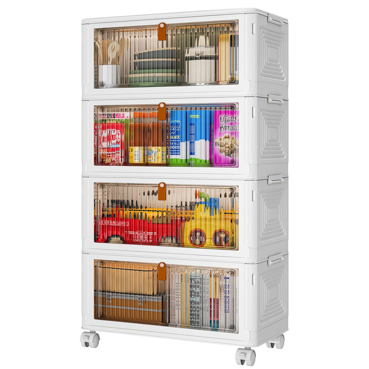 YFXCVSL 4 Tier Plastic Storage Bins with Lid 32QT, Stackable Storage Bins