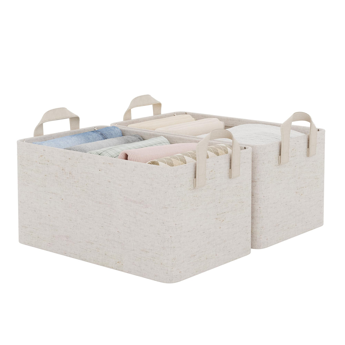 StorageWorks Linen Closet Organizers, Fabric Storage Bin, Beige, 2-Pack