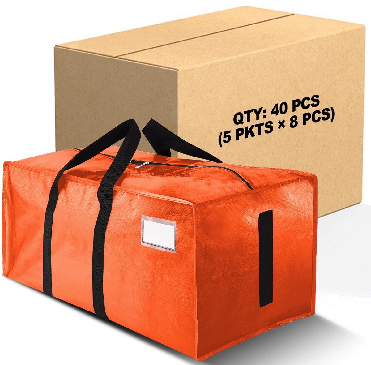 HOMESURE Supports 200lbs Heavy Duty Moving Bags - Strong Zipper & Wrap-Around Handles - Water-Resistant Storage Totes, Durable Alternative to Moving Boxes - 8 Pack - Semi-Transparent