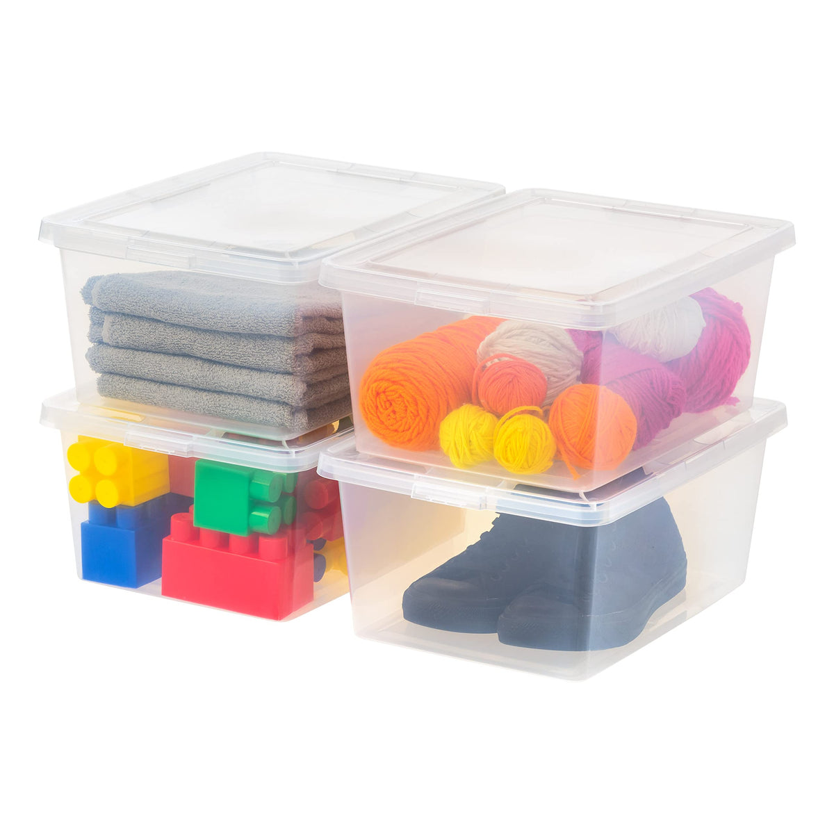 IRIS USA 12-Pack 15 Qt Storage Bins with Lids, Clear, Stackable