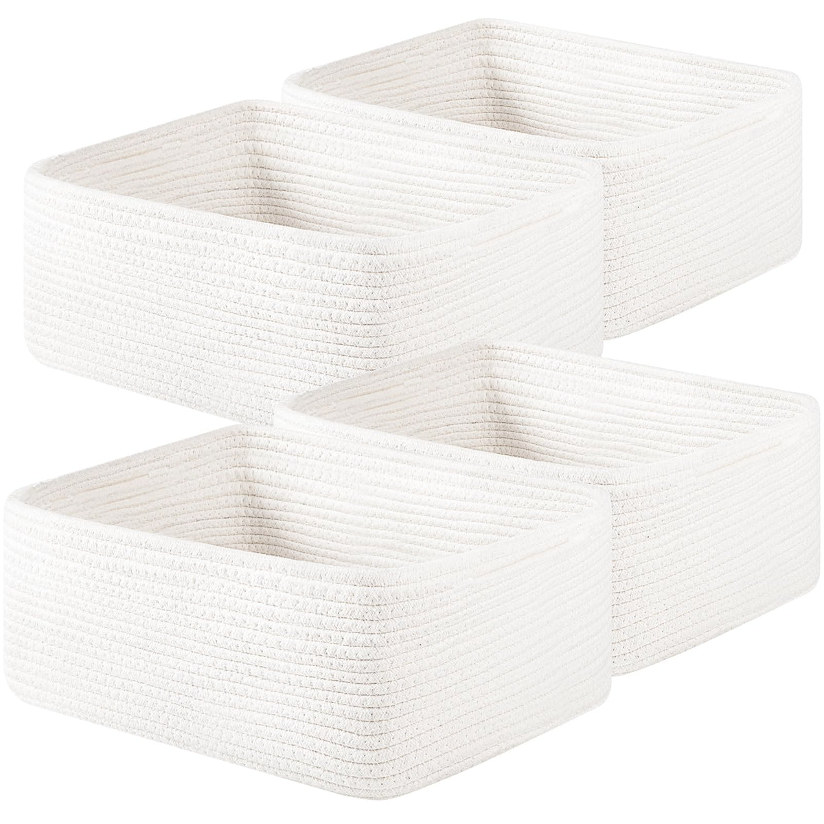 OIAHOMY 4 Pack 14.17 * 11.02 * 6.3IN Storage Baskets for Organizing Shelves, Woven Rope Baskets for Organizing Books, Clothes, Decorative Basket for Living Room, Nursery, Bedroom, Gift Basket, Brown