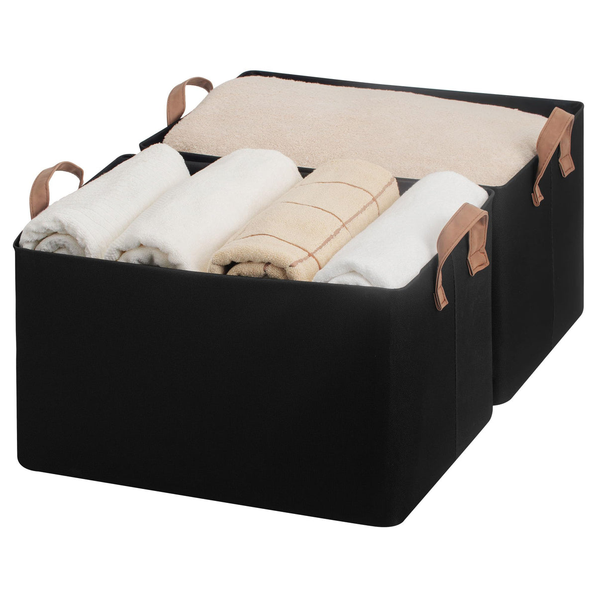StorageWorks Linen Closet Organizers, Fabric Storage Bin, Beige, 2-Pack
