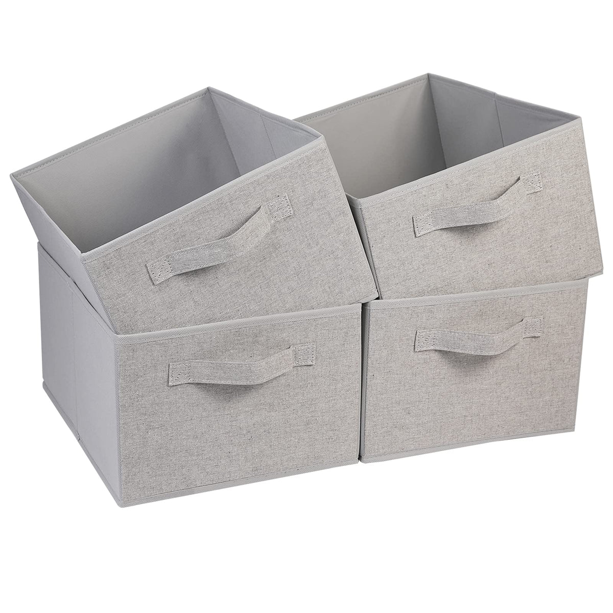 Clothings Collapsible Storage Bins, Foldable Drawer Organizers Closet Storage Baskets Cube Storage Bin for Bedroom Living Room (4 Pack, Grey, 15.4x11.4x5.5inch)