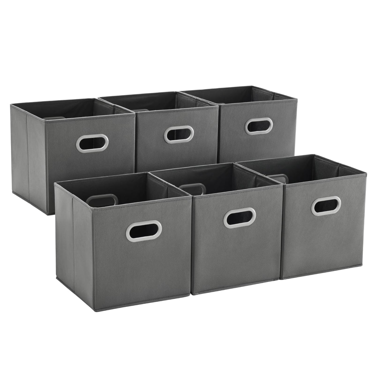 MAX Houser Foldable Fabric Storage Bins with Dual Plastic Handles, Grey
