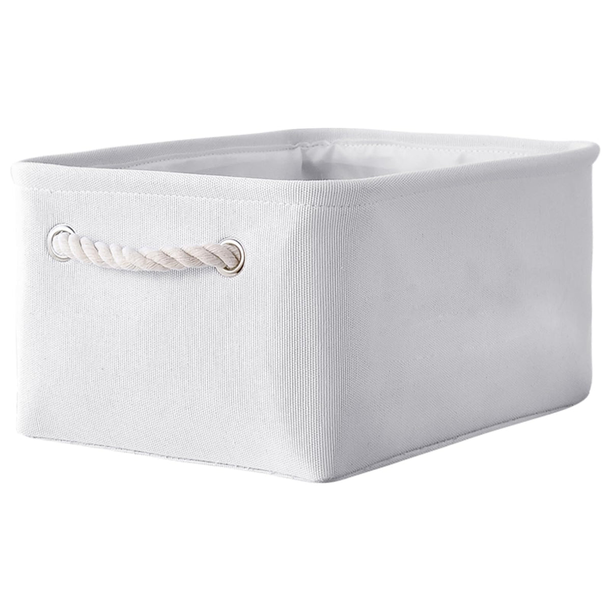 TheWarmHome Storage Basket for Organizing - Medium 3 Pack 14x10x7 inch Fabric Storage Cubes for Shelves with Rope, Collapsible Storage Bin for Organizer Closet Cloth Gift Toy (White & Jean Blue)