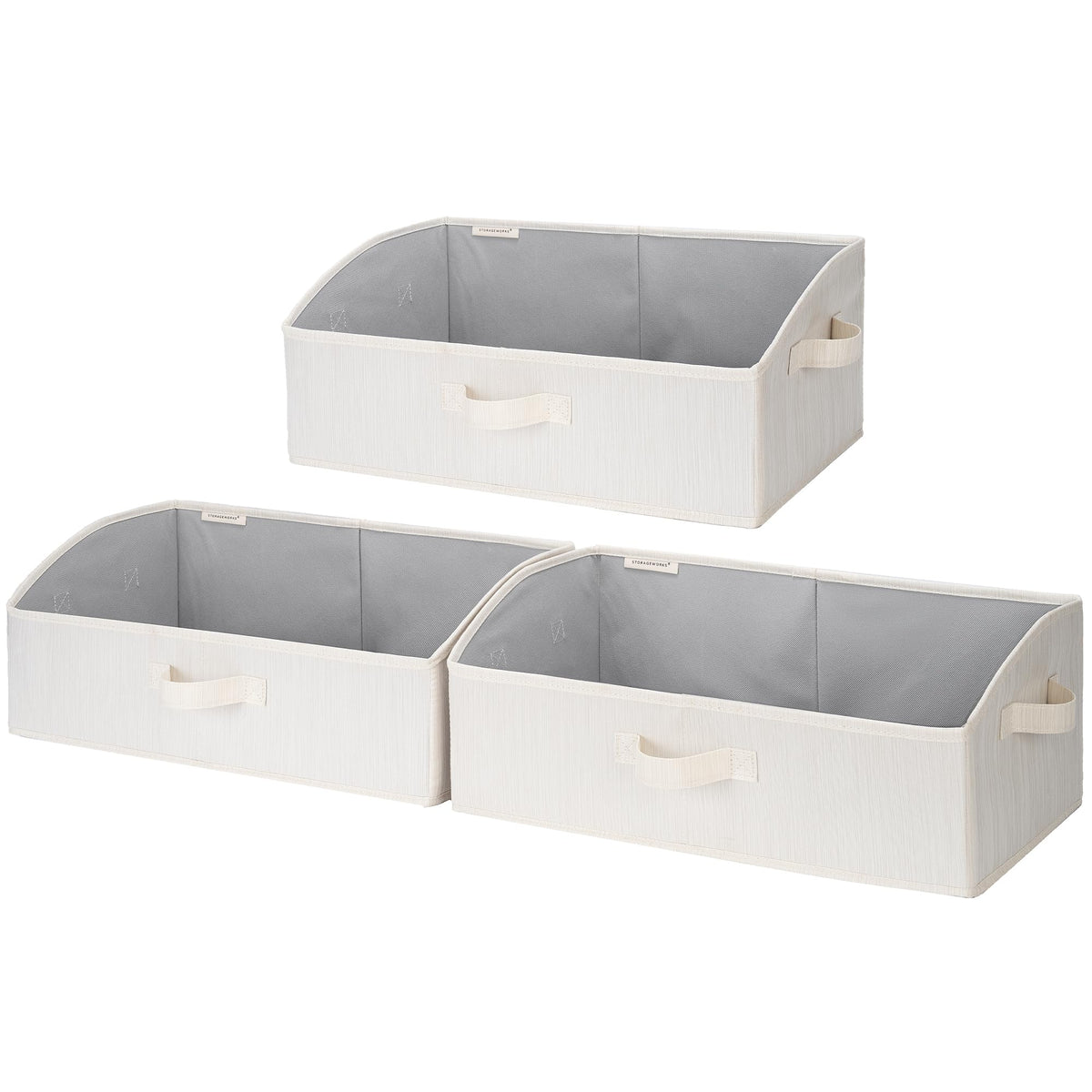 StorageWorks Closet Storage Bins Trapezoid, Beige, Small, 3-Pack