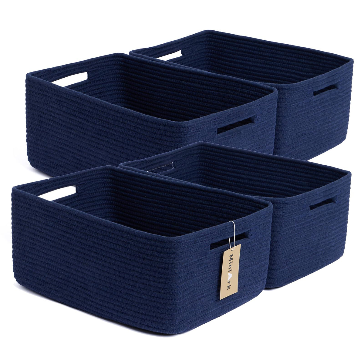 MiniArk Large Storage Baskets for Shelves, 17 x 13 x 7.5” Closet Organizers Bins for Clothes Blanket Towels, Baby Nursery, Toy Baskets Box, Woven Rope Baskets, 2 Packs Gradient Brown