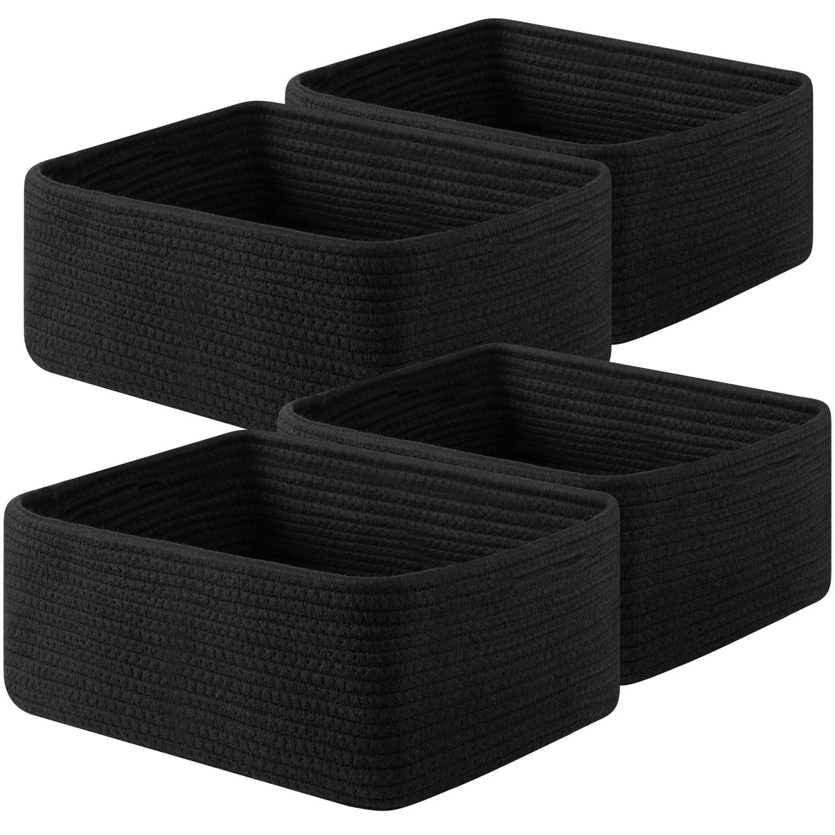 OIAHOMY 4 Pack 14.17 * 11.02 * 6.3IN Storage Baskets for Organizing Shelves, Woven Rope Baskets for Organizing Books, Clothes, Decorative Basket for Living Room, Nursery, Bedroom, Gift Basket, Brown